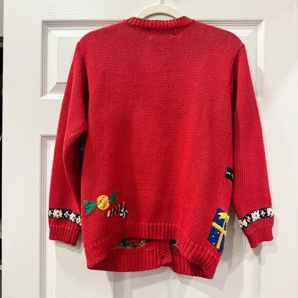 Jennifer Moore Vintage Christmas Beaded Cardigan Sweater Red Women’s Petite - Picture 4 of 5